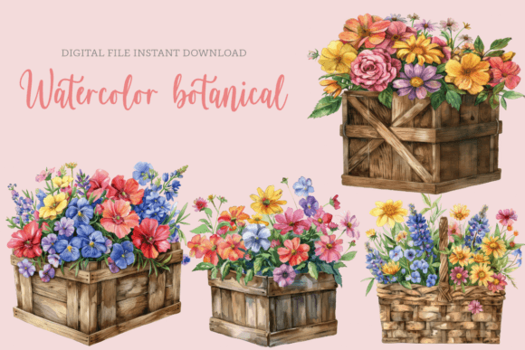 A Designer's Look at Watercolor Flower Basket Clipart