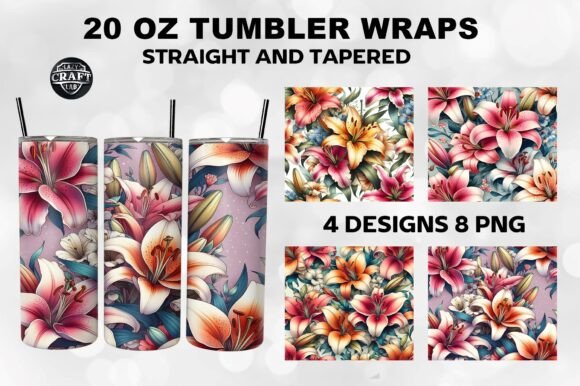A Designer's Review: Watercolor Lilies Graphics for Tumbler Wraps