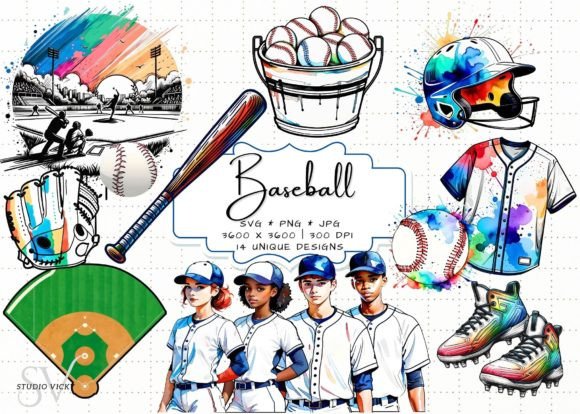 A Watercolor Baseball Clipart for Authentic Brand Personality