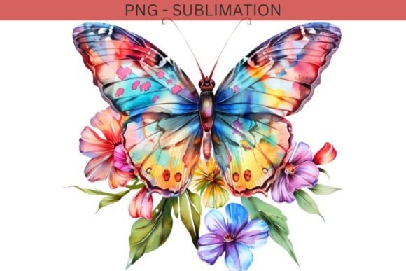 A Watercolor Butterfly and Flower PNG for Crafting & Design