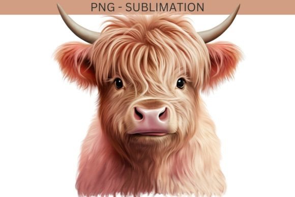 A Watercolor Highland Cow Design for Embroidery