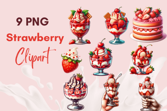 A Watercolor Strawberry Graphics Set for Illustrations