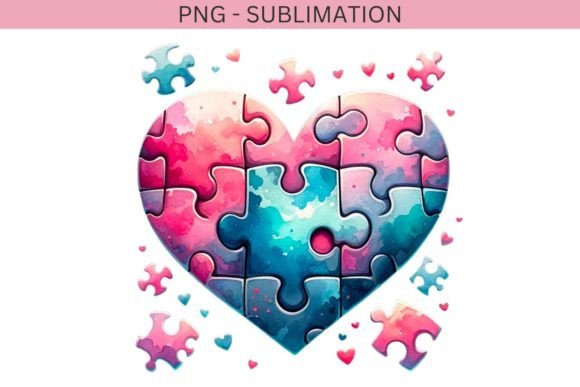 A Watercolor Valentine Heart Puzzle for Elegant Digital Products