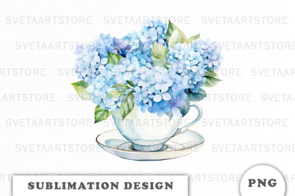Evaluating Watercolor Blue Hydrangea Graphics for Online Selling