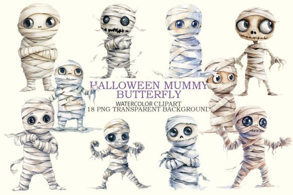 Halloween Mummy Watercolor Graphics for Crafters