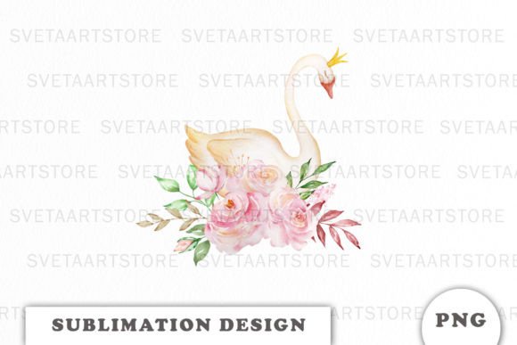 Princess Swan Floral PNG: A Graphic Asset for Elegant Crafts