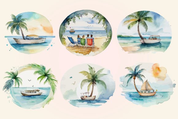 Reviewing the Watercolor Summer Travel Beach Graphics