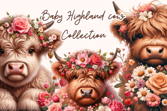 Watercolor Highland Cow Graphics for Editorial & Blog Design