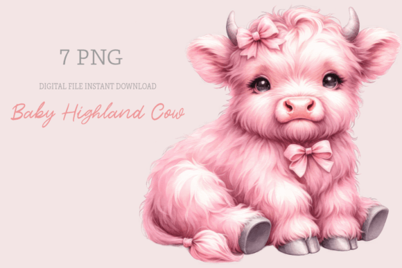 Watercolor Pink Baby Highland Cows: A Visual Review for Client Projects